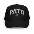 PATO foam trucker golf cap with varsity letters and golf flag