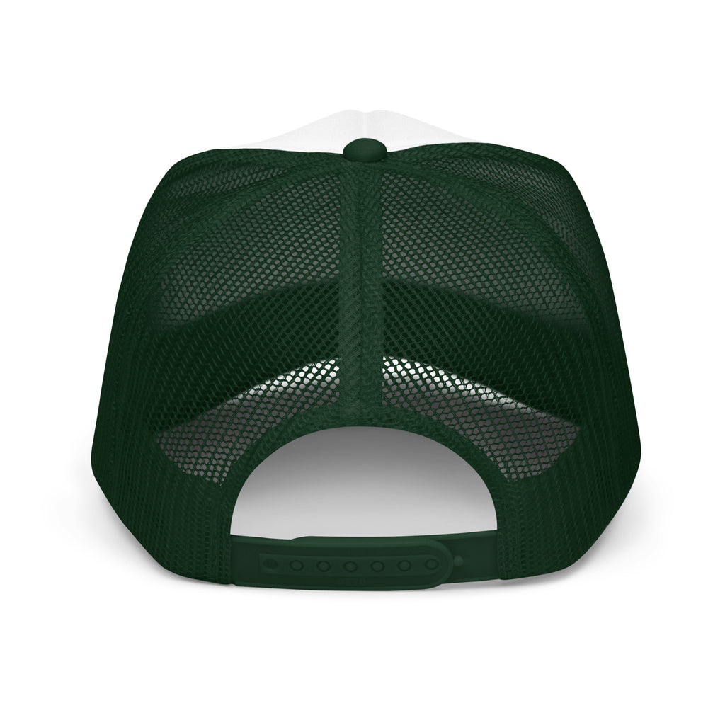 PATO foam trucker golf cap with varsity letters and golf flag