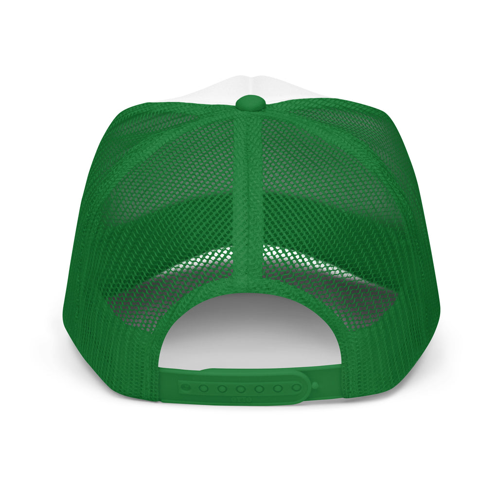 PATO foam trucker golf cap with varsity letters and golf flag