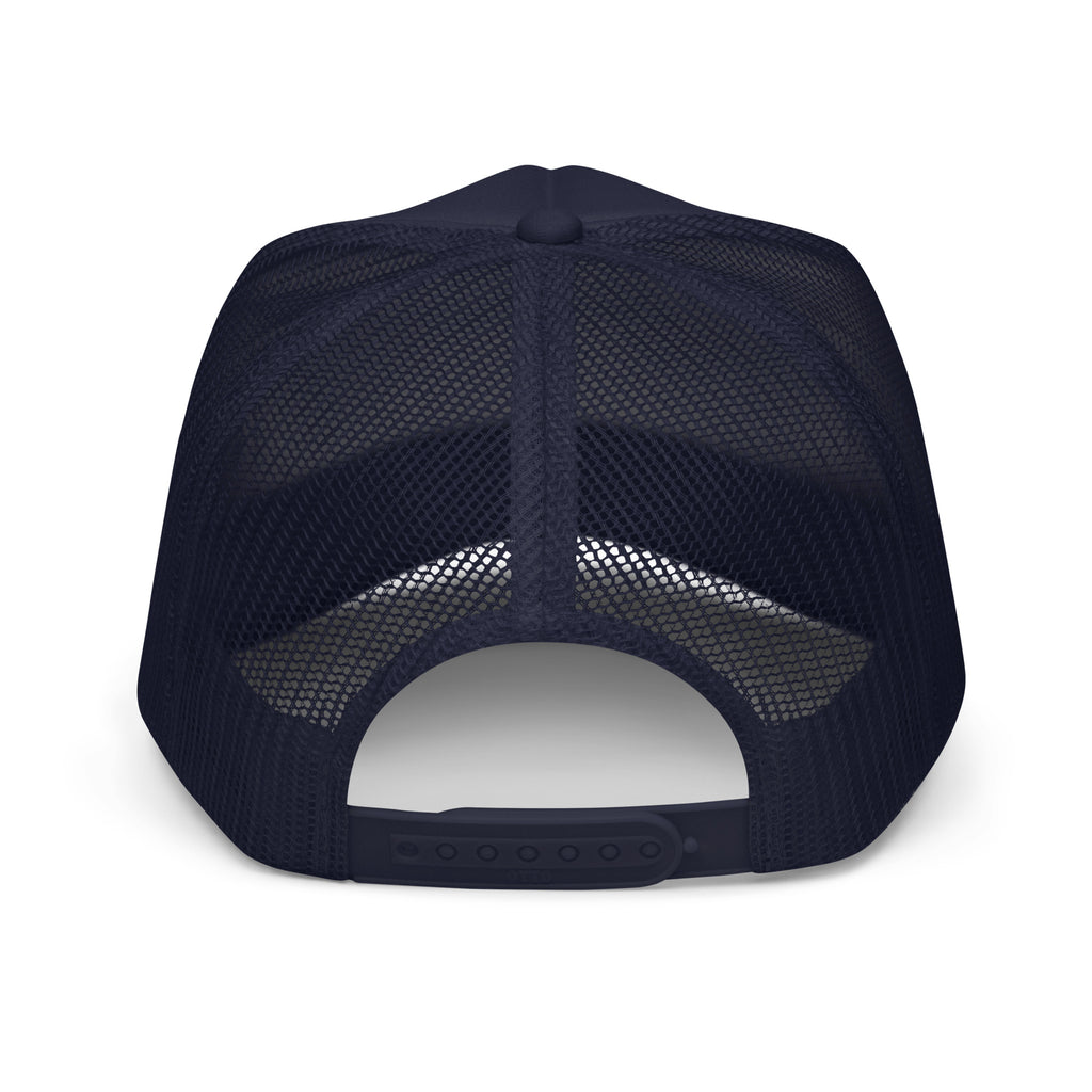 PATO foam trucker golf cap with varsity letters and golf flag