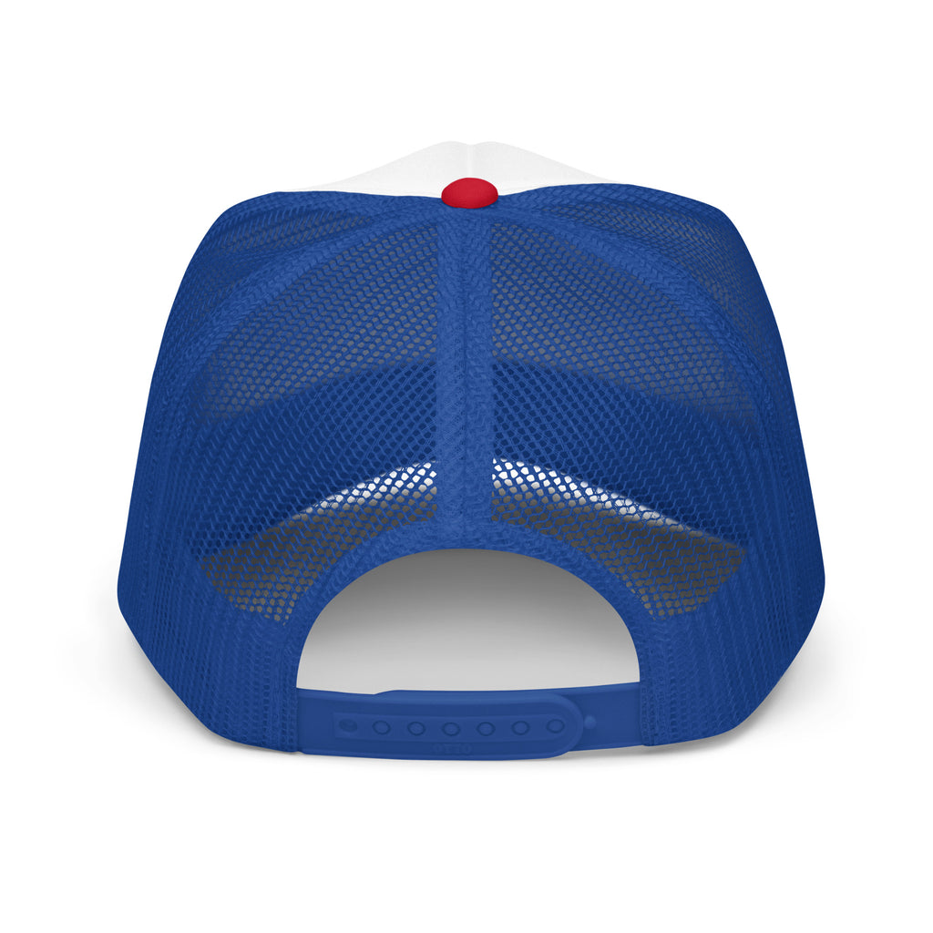PATO foam trucker golf cap with varsity letters and golf flag