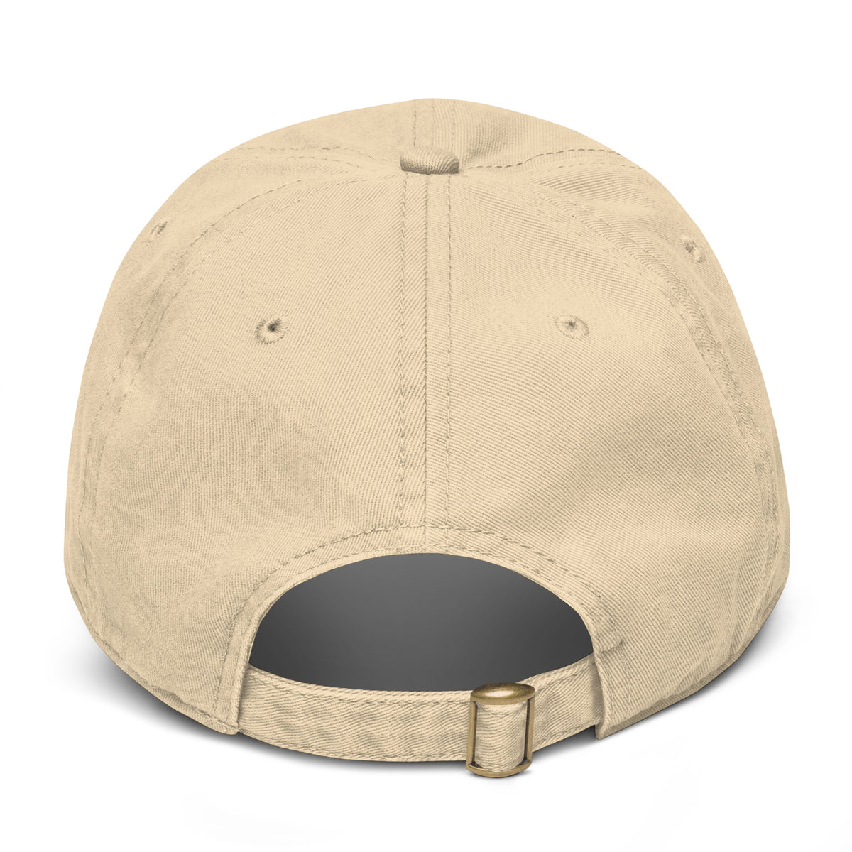 Khaki washed cotton dad cap with PATO oval logo embroidery